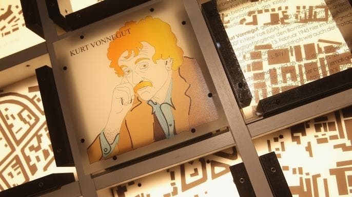 A Dresden, Germany art installation commemorating the novel &quot;Slaughterhouse-Five.&quot;
