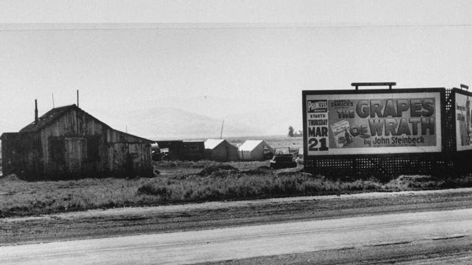 Billboard advertisement for &quot;The Grapes of Wrath.&quot;