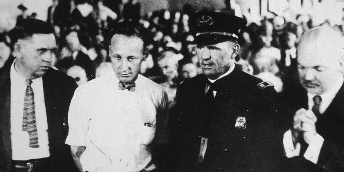 John Scopes in the courtroom during his 1925 trial.